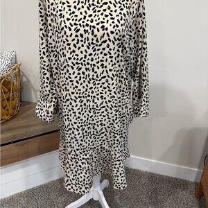 DAVI & DANI Black and Cream Animal Print Midi Dress